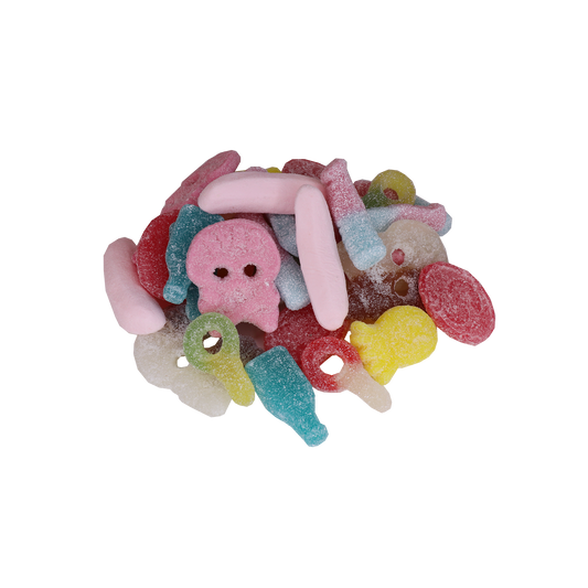 Colorful Sour Candy Mix - Assorted Tangy Swedish Sweets in Vibrant Shades including bubs