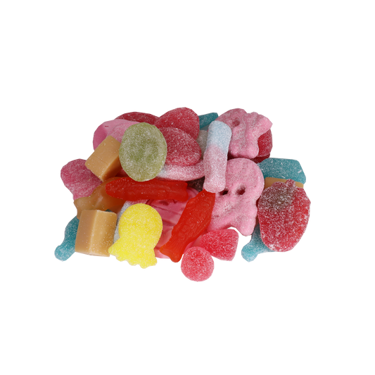 Sweet and Sour Candy Mix - Array of Colorful Swedish Candies both sweet and sour including bubs